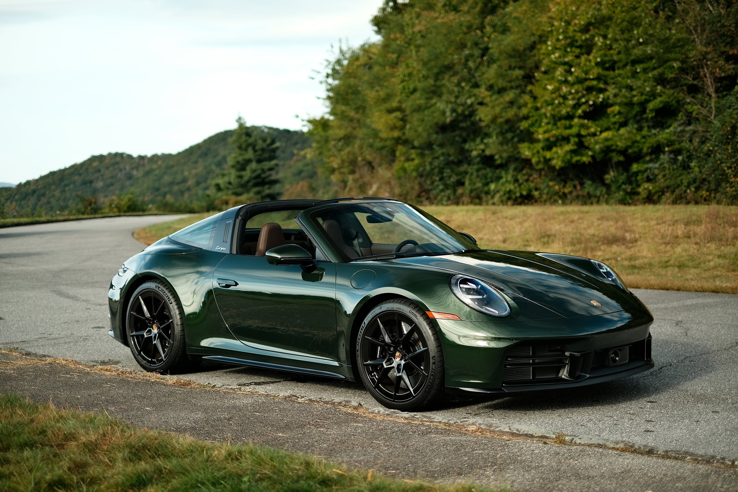 Porsche 911 Targa in the Asheville mountain landscape